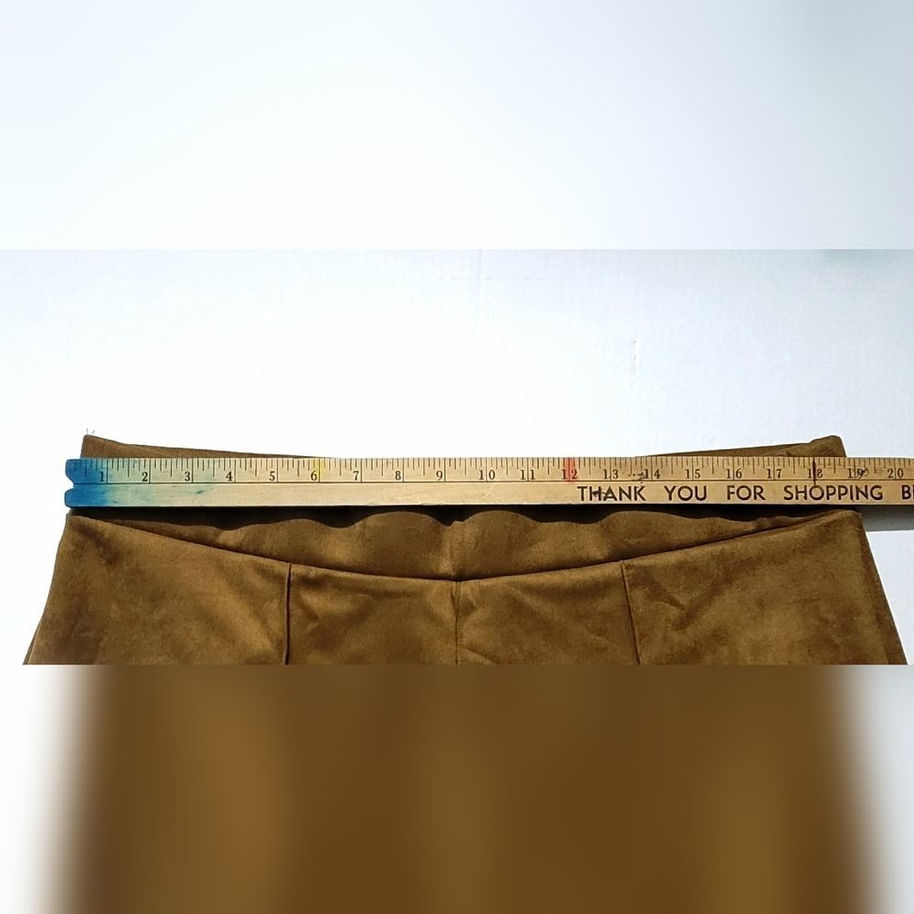 Matty M Women's XXL High Rise Bootcut Faux Suede Stretch Pants Spice Brown NWT - Picture 10 of 13